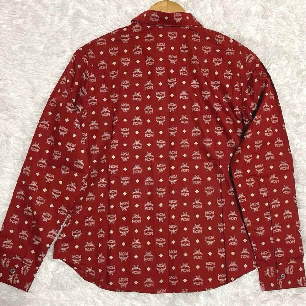 Mcm Red Monogram Button Down Long Sleeve Shirt - image 3